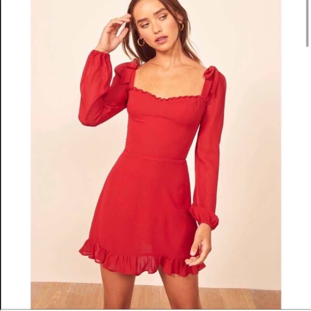 REFORMATION MINI Elin Dress Cherry Red  🍒 0P
